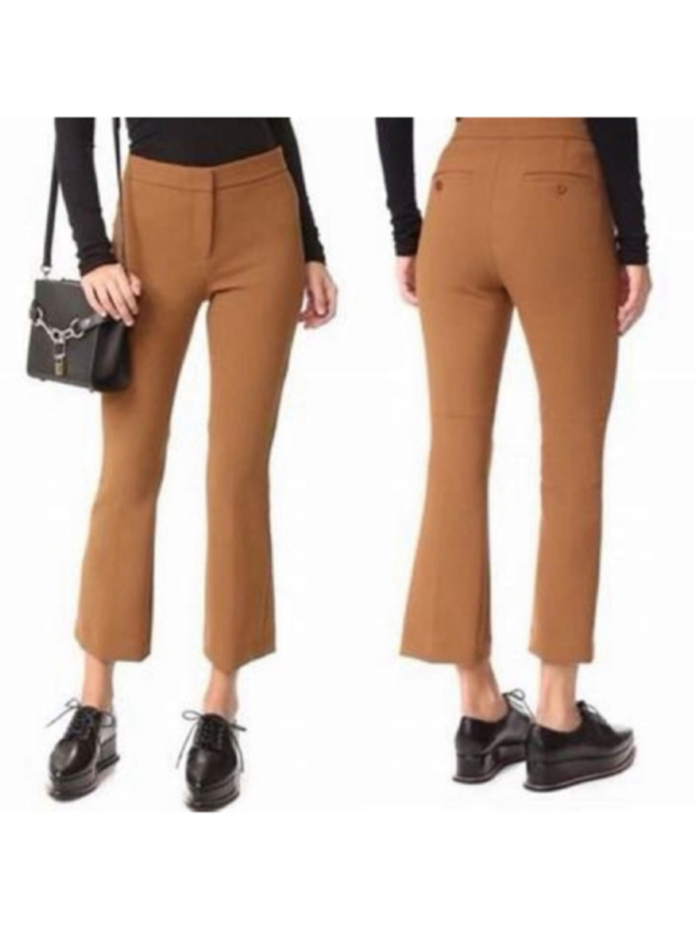 Theory Trousers Erstina Pioneer cropped leg Camel Brown pants career sz 6